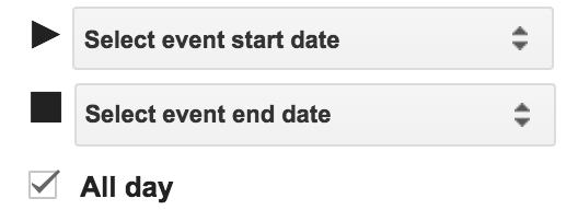 event creator: set up event start/end time
